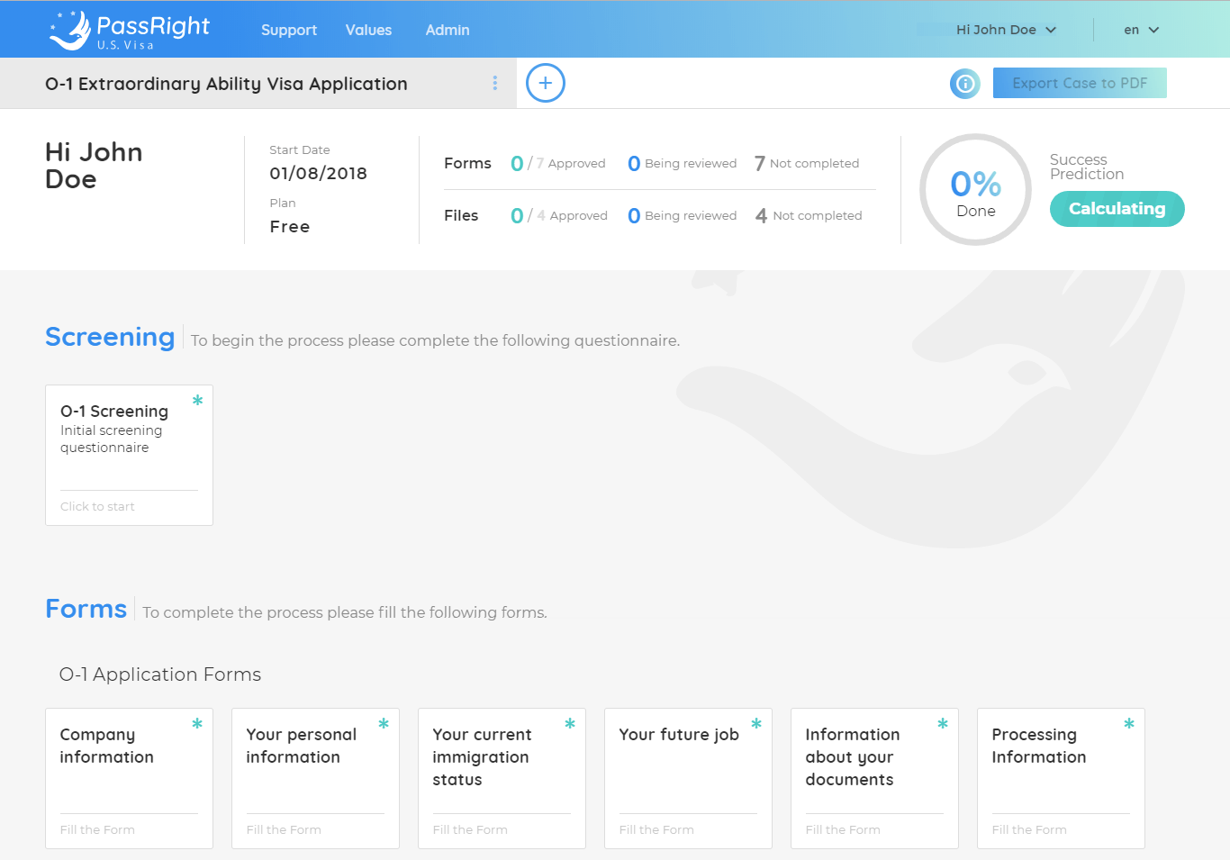 o1 visa application