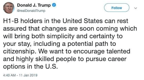 Donald Trump about H-1B visa