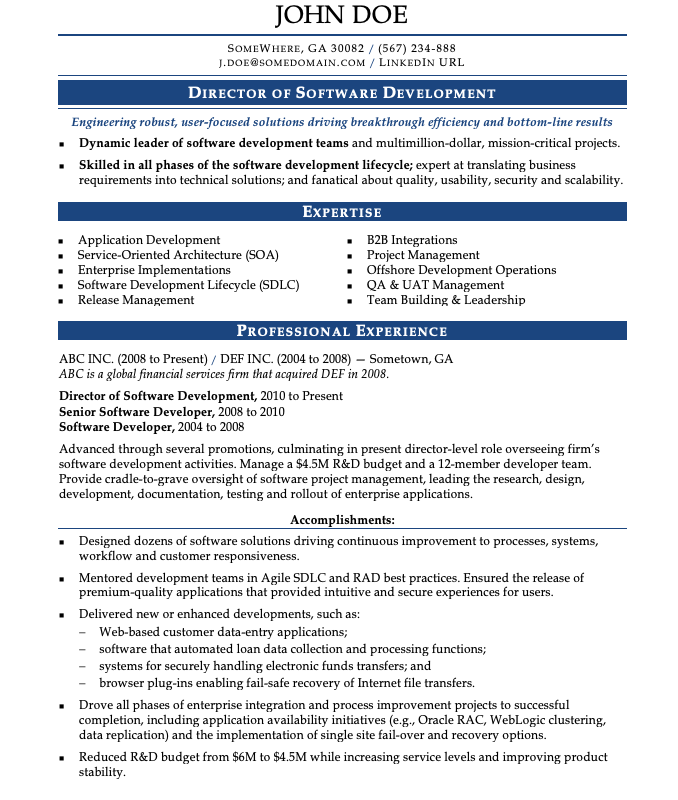 sample resume for l1 visa application