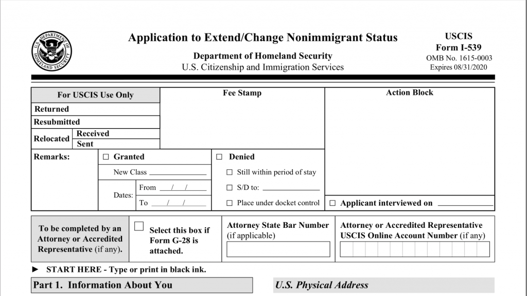 form i-539