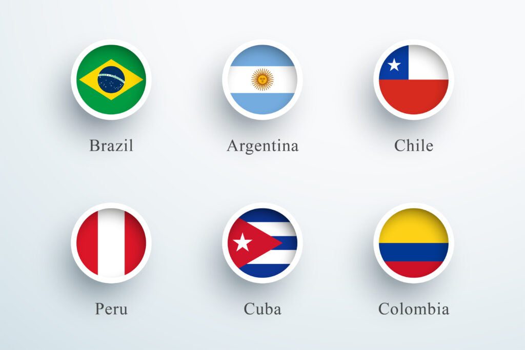 South America flags