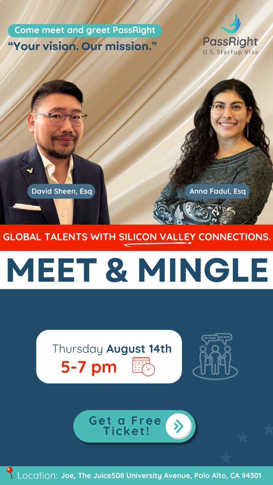 Meet PassRight in Silicon Valley (Palo Alto): A Casual Mixer for Founders & Tech
